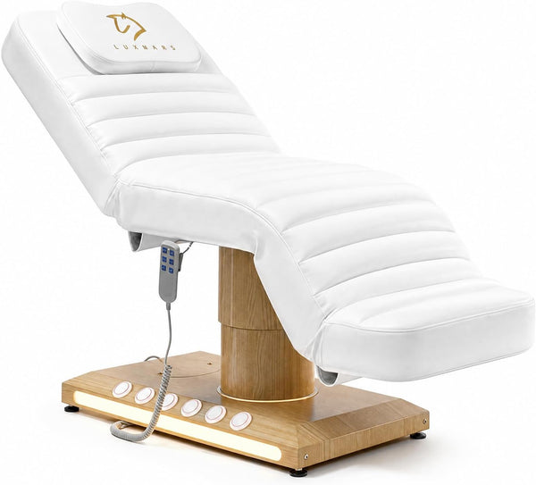 TooMiMo 3-Motor Electric Facial Bed — Memory Foam, White