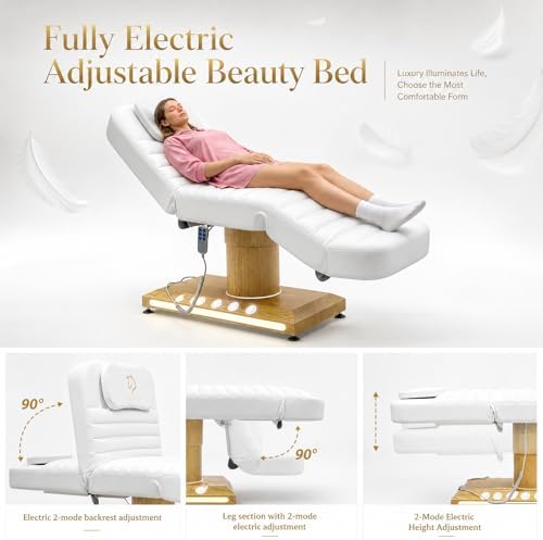 TooMiMo 3-Motor Electric Facial Bed — Memory Foam, White