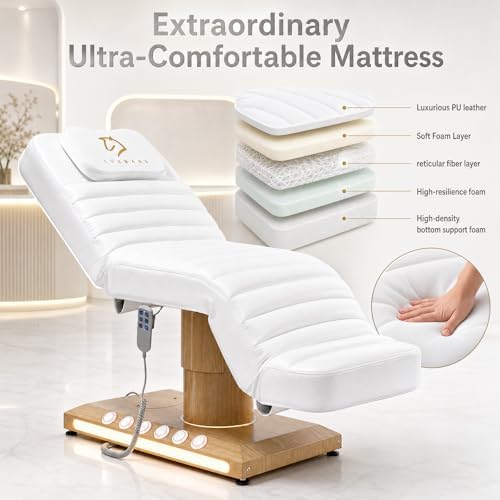 TooMiMo 3-Motor Electric Facial Bed — Memory Foam, White