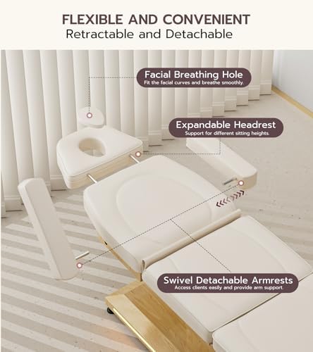 TooMiMo 3-Motor Esthetician Bed with LED — Off-White
