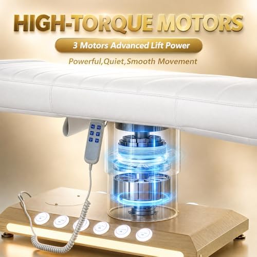 TooMiMo 3-Motor Electric Facial Bed — Memory Foam, White
