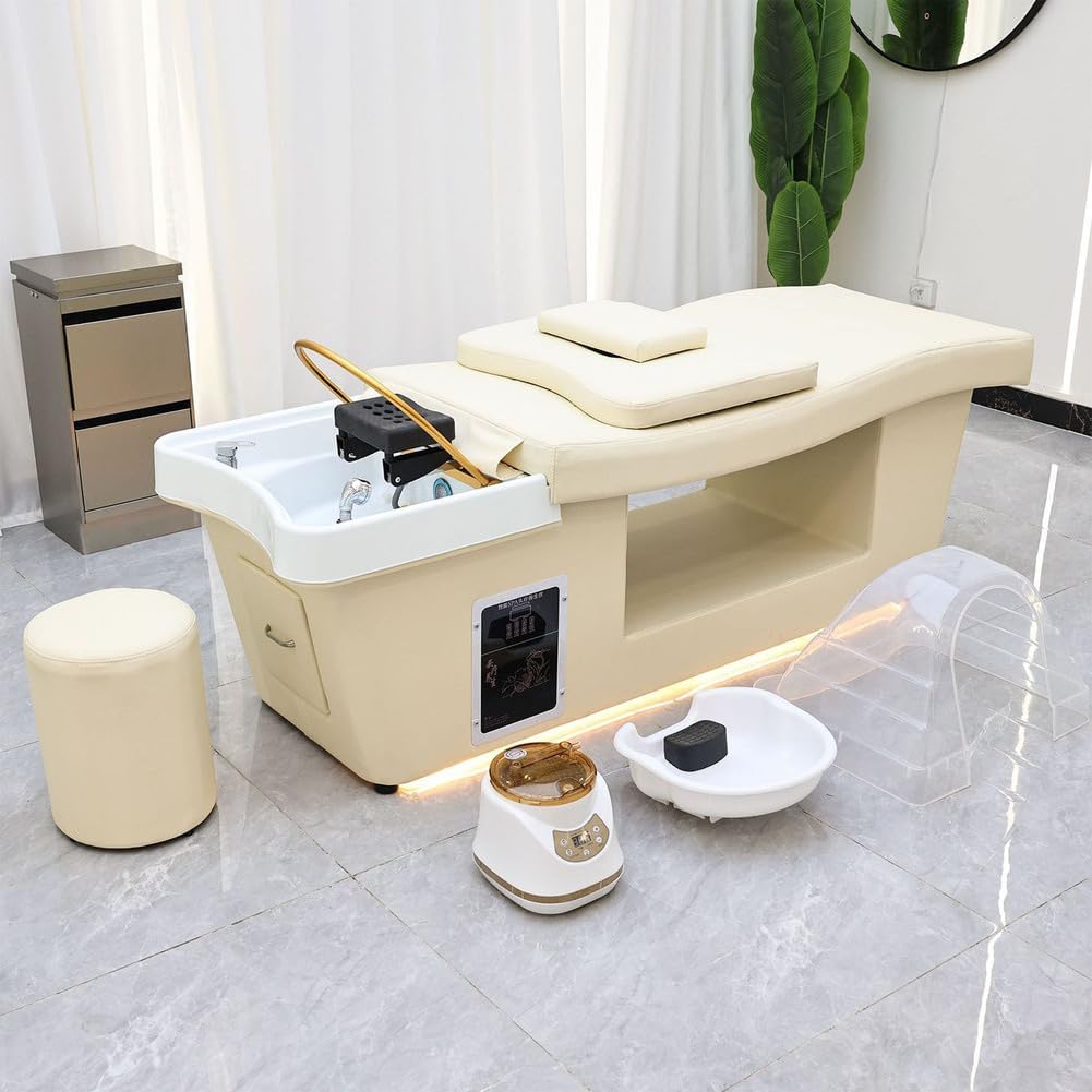 TooMiMo LED Head Spa Shampoo Bed with Foot Bath