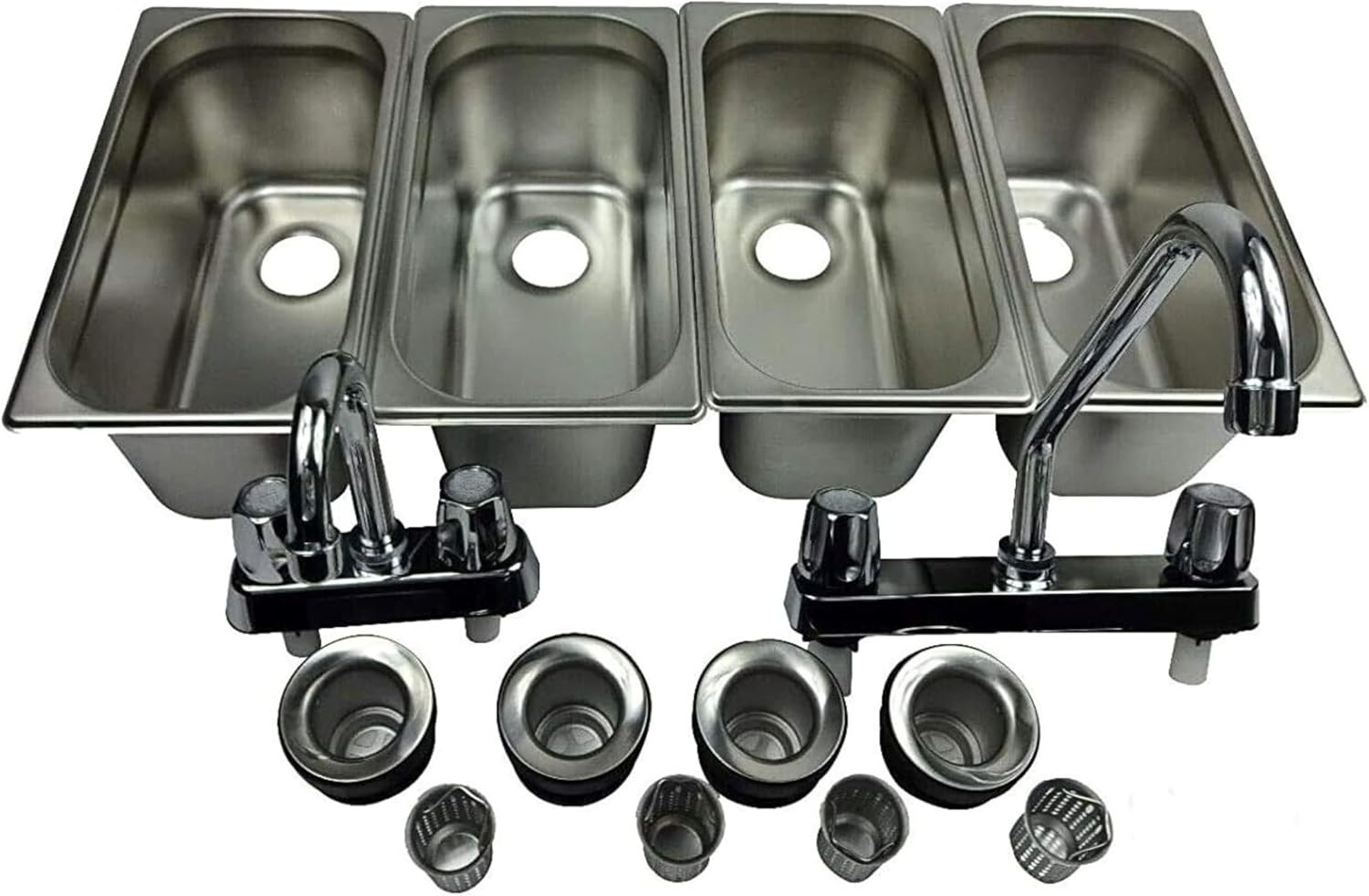 TooMiMo Drop-In 4-Compartment Stainless Sink Set