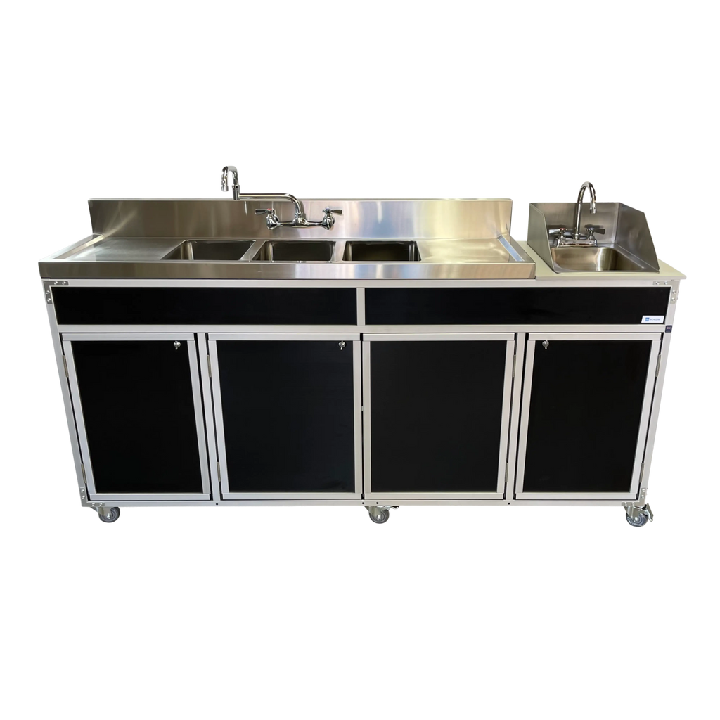 NSF Certified Portable Four Compartment Sink With Drain Boards NS-004DB