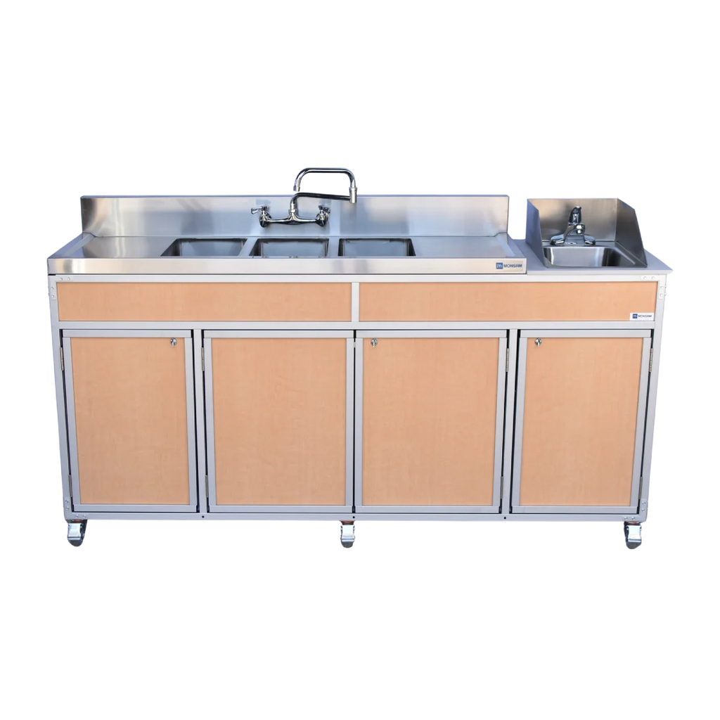 NSF Certified Portable Four Compartment Sink With Drain Boards NS-004DB