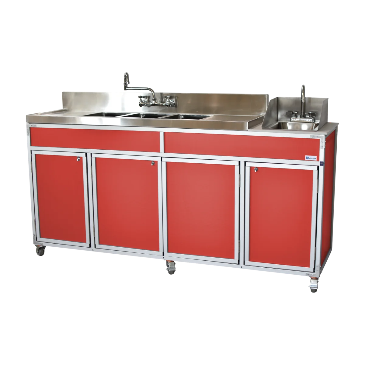 NSF Certified Portable Four Compartment Sink With Drain Boards NS-004DB