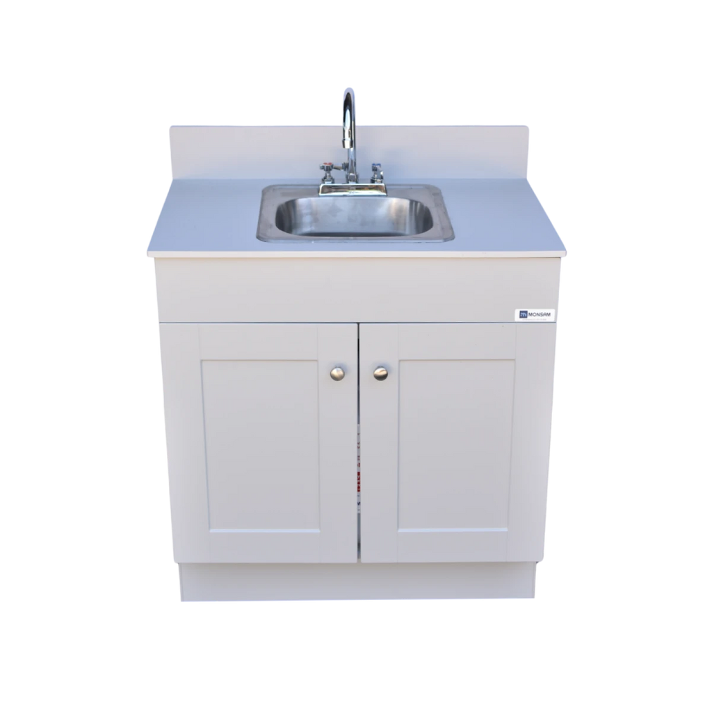 Self Contained Portable Sink – GRAY Wood Cabinet PSW-007M-G