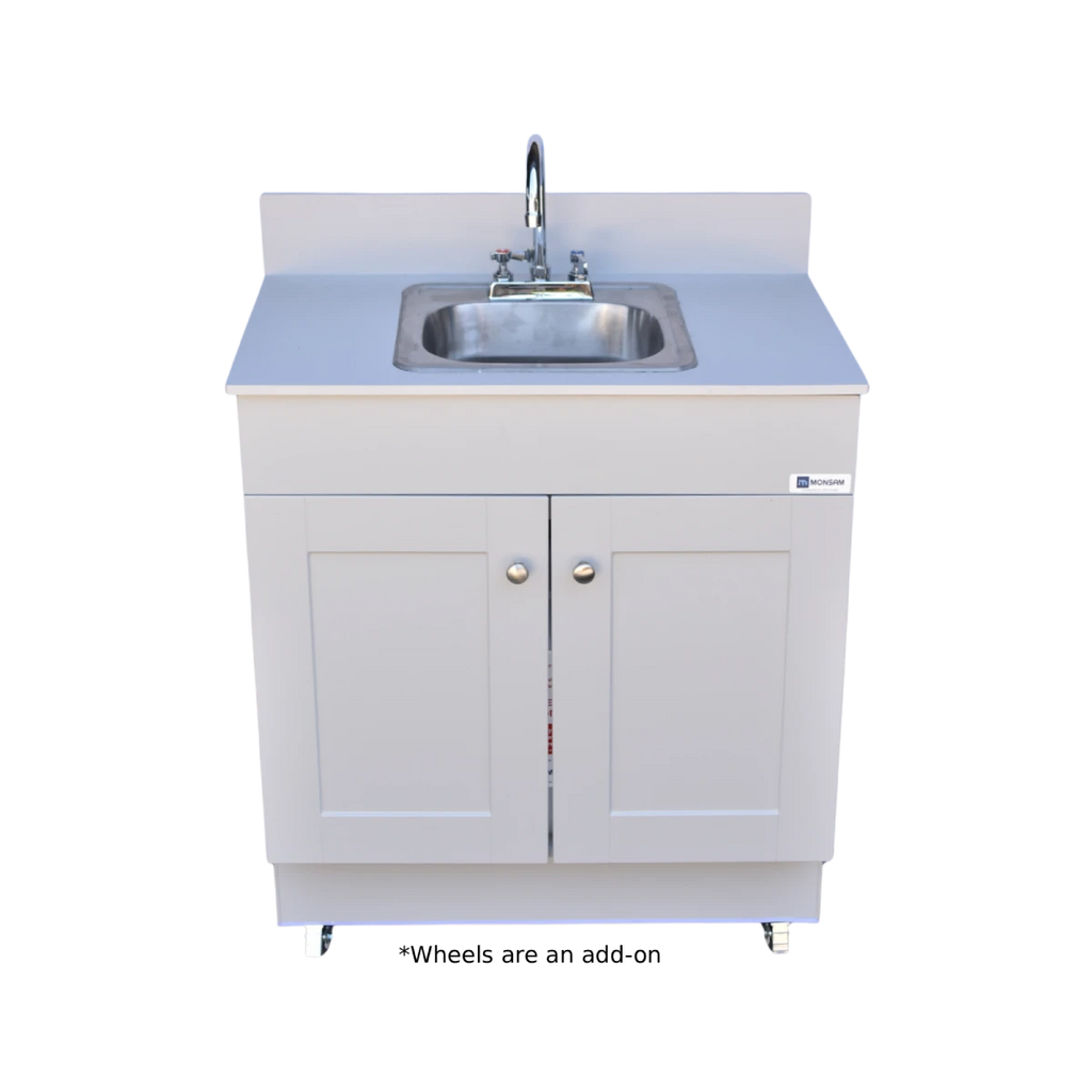 Self Contained Portable Sink – GRAY Wood Cabinet PSW-007M-G
