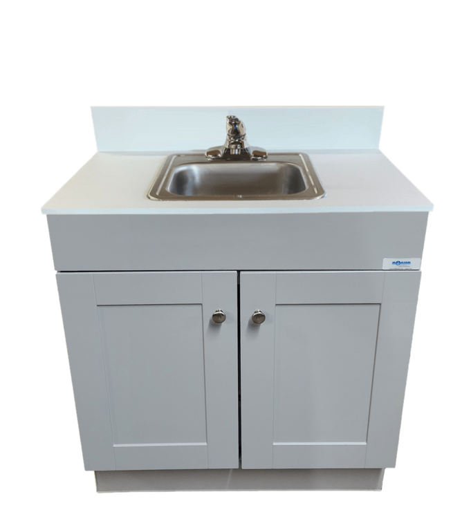 Self Contained Portable Sink – GRAY Wood Cabinet PSW-007M-G