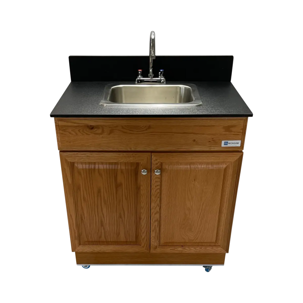 Self Contained Portable Sink – MAPLE Wood Cabinet PSW-007M-M