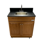 Self Contained Portable Sink – MAPLE Wood Cabinet PSW-007M-M