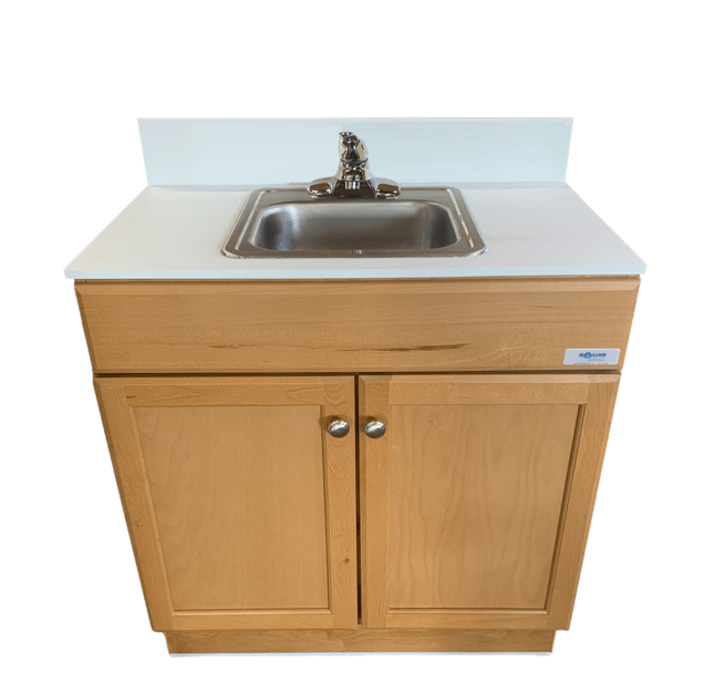 Self Contained Portable Sink – MAPLE Wood Cabinet PSW-007M-M