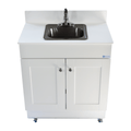 Single Basin Self Contained Portable Sink – WHITE Wood Cabinet PSW-007M-W
