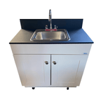 Single Basin Self Contained Portable Sink – WHITE Wood Cabinet PSW-007M-W