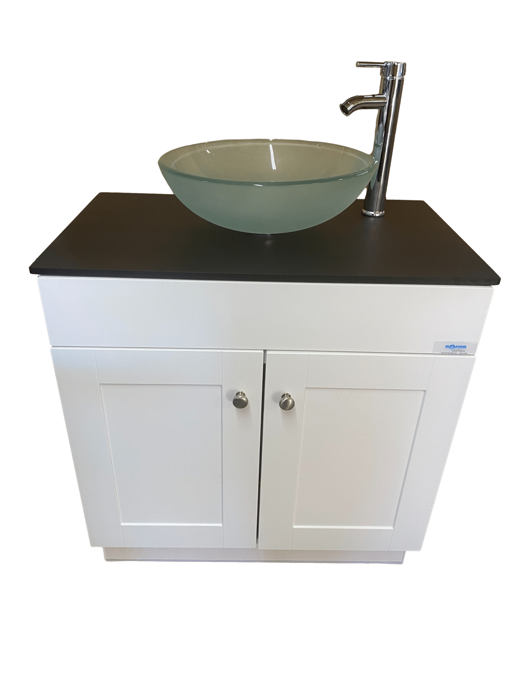 Single Basin Self Contained Portable Sink – WHITE Wood Cabinet PSW-007M-W