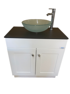 Single Basin Self Contained Portable Sink – WHITE Wood Cabinet PSW-007M-W