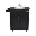 Single Basin Portable Sink – BLACK Wood Cabinet Model: PSW-009S – CLEARANCE