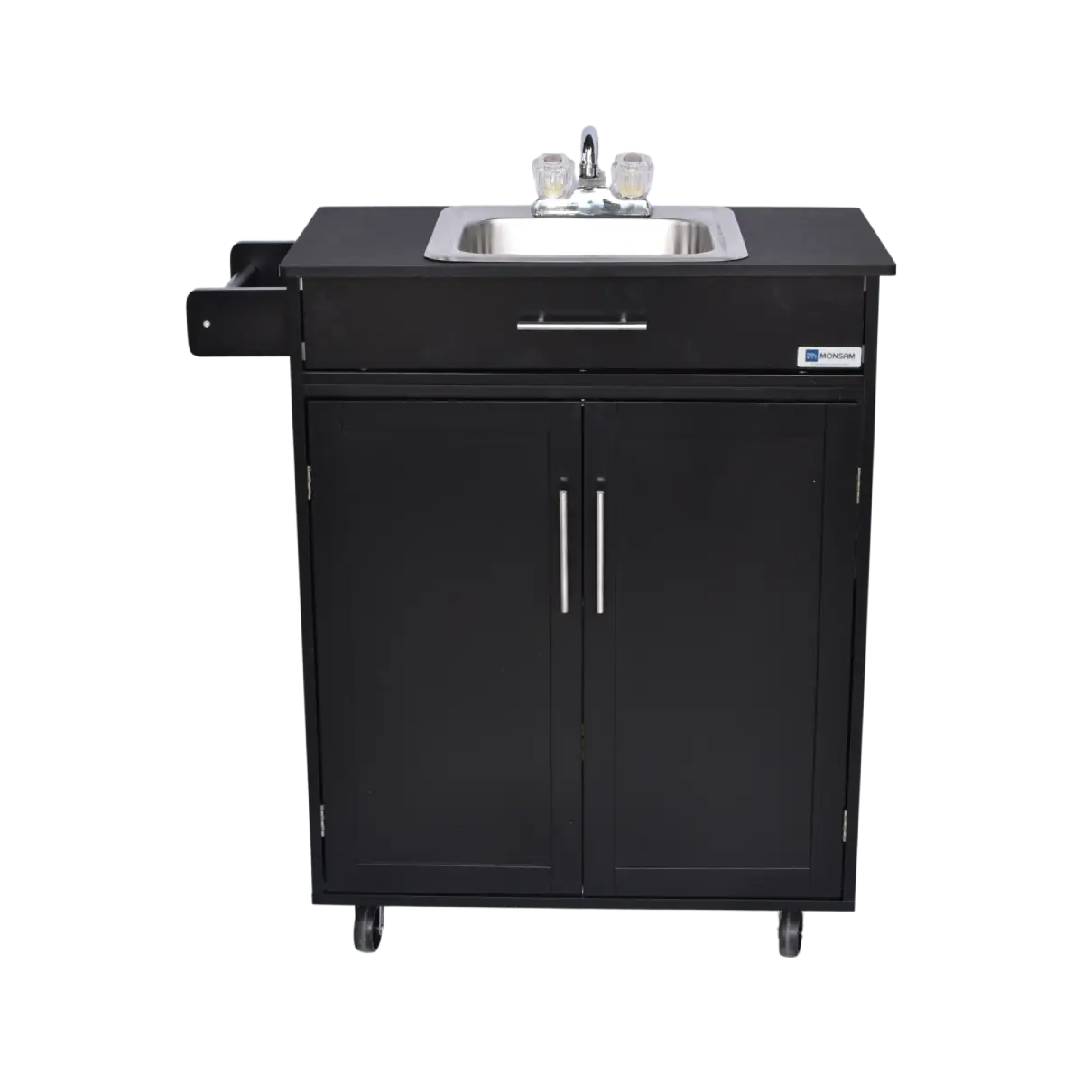 Single Basin Portable Sink – BLACK Wood Cabinet Model: PSW-009S – CLEARANCE
